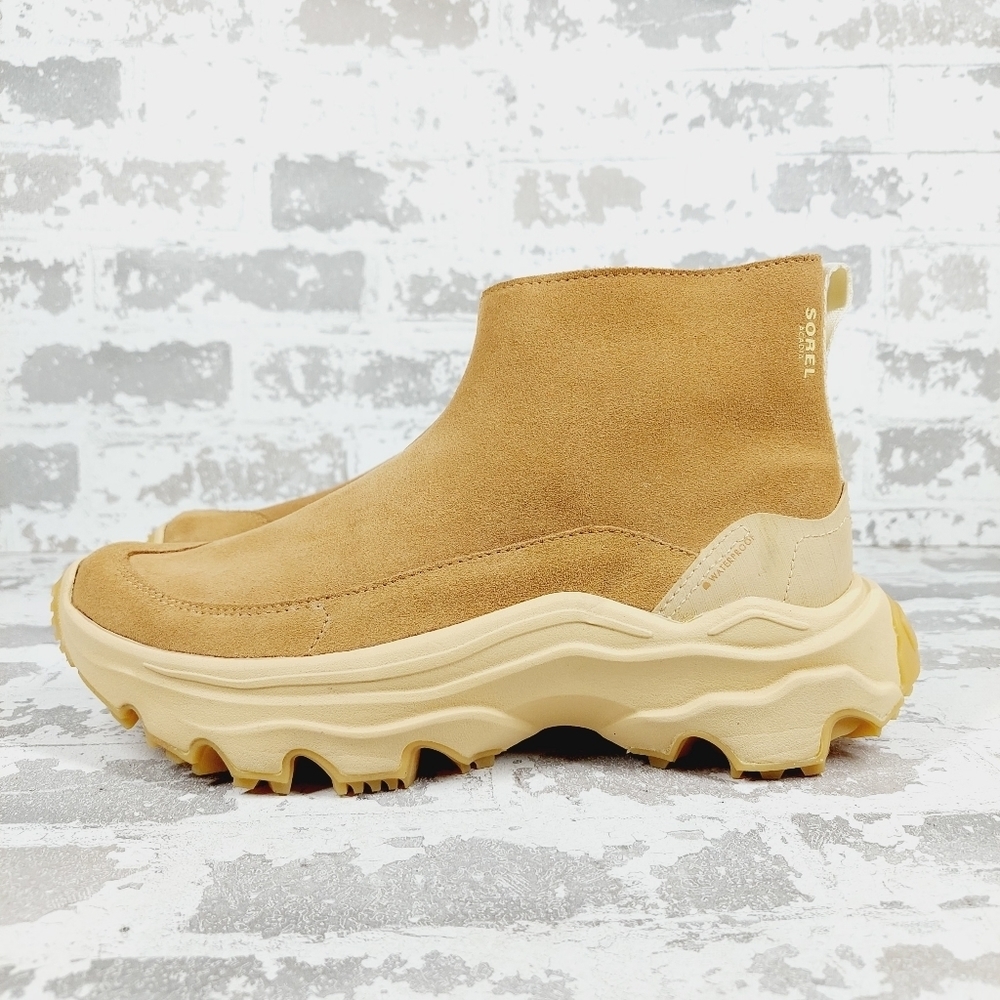 NEW Sorel Kinetic Breakthrough Chunky Cream Tan Slip On Ankle Boots W395